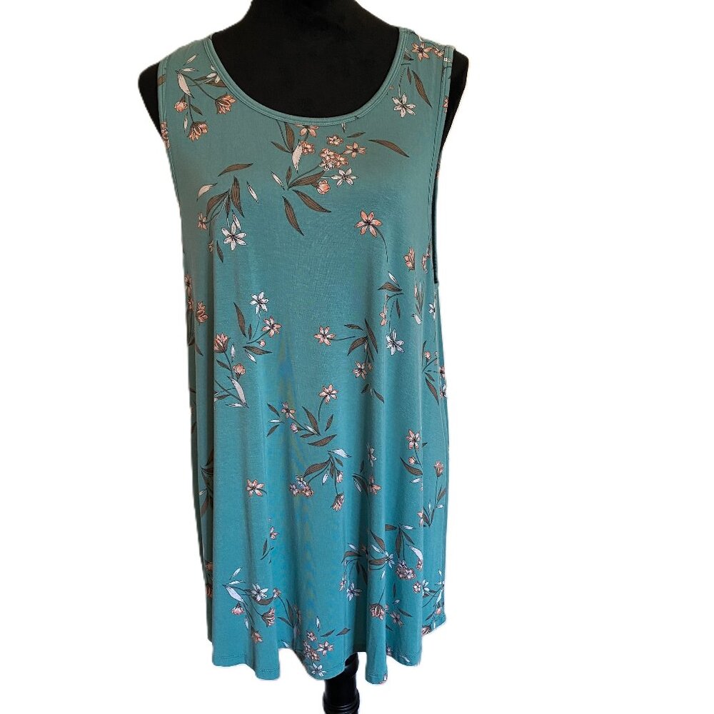 Torrid SZ 18/20 Super Soft Green Pink Floral Sretchy SwingTank